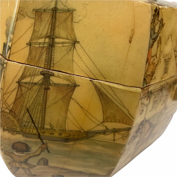 Vintage 1970s Anton Pieck Street Scene Decoupage Wood Box Lucite Purse Handbag - Picture 12 of 13